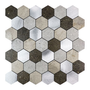 selbstklebende Wandfliese Premium Silver & Stone Hexagon